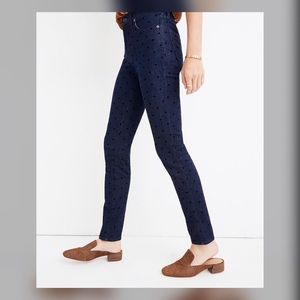 Madewell 9” High Rise Skinny Jeans Flocked Dots